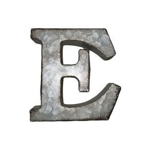 Rustic Galvanized Metal Letter E 6 Inch Industrial Farmhouse Ornament